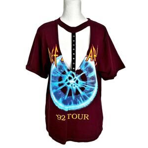 Def Leppard 92' Tour Cut Out Graphic T-Shirt Women's S
